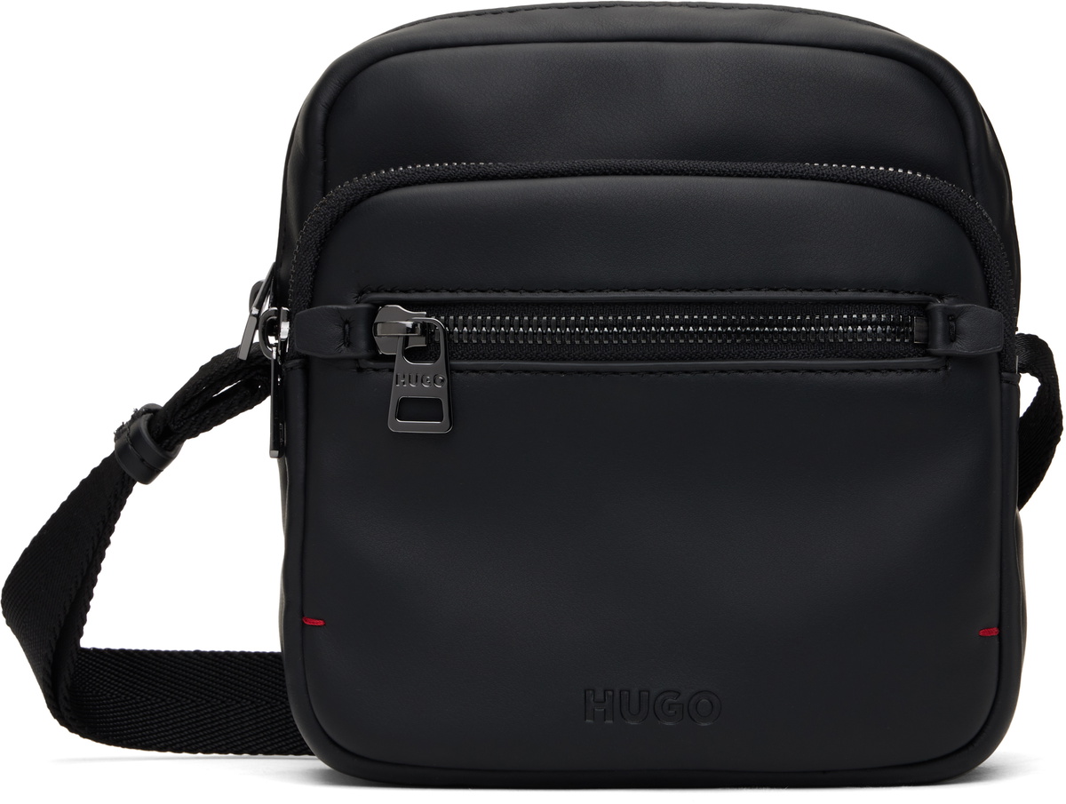 Hugo Black Faux-Leather Reporter Bag