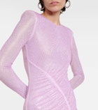 Self-Portrait Crystal-embellished mesh maxi dress
