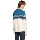 rag and bone Blue and Off-White Merino Fair Isle Lloyd Sweater
