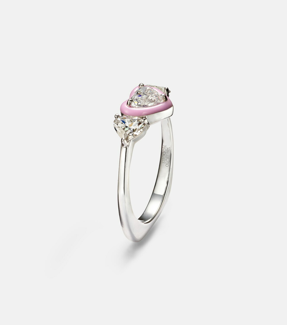 Kamyen 18kt white gold and enamel ring with diamonds