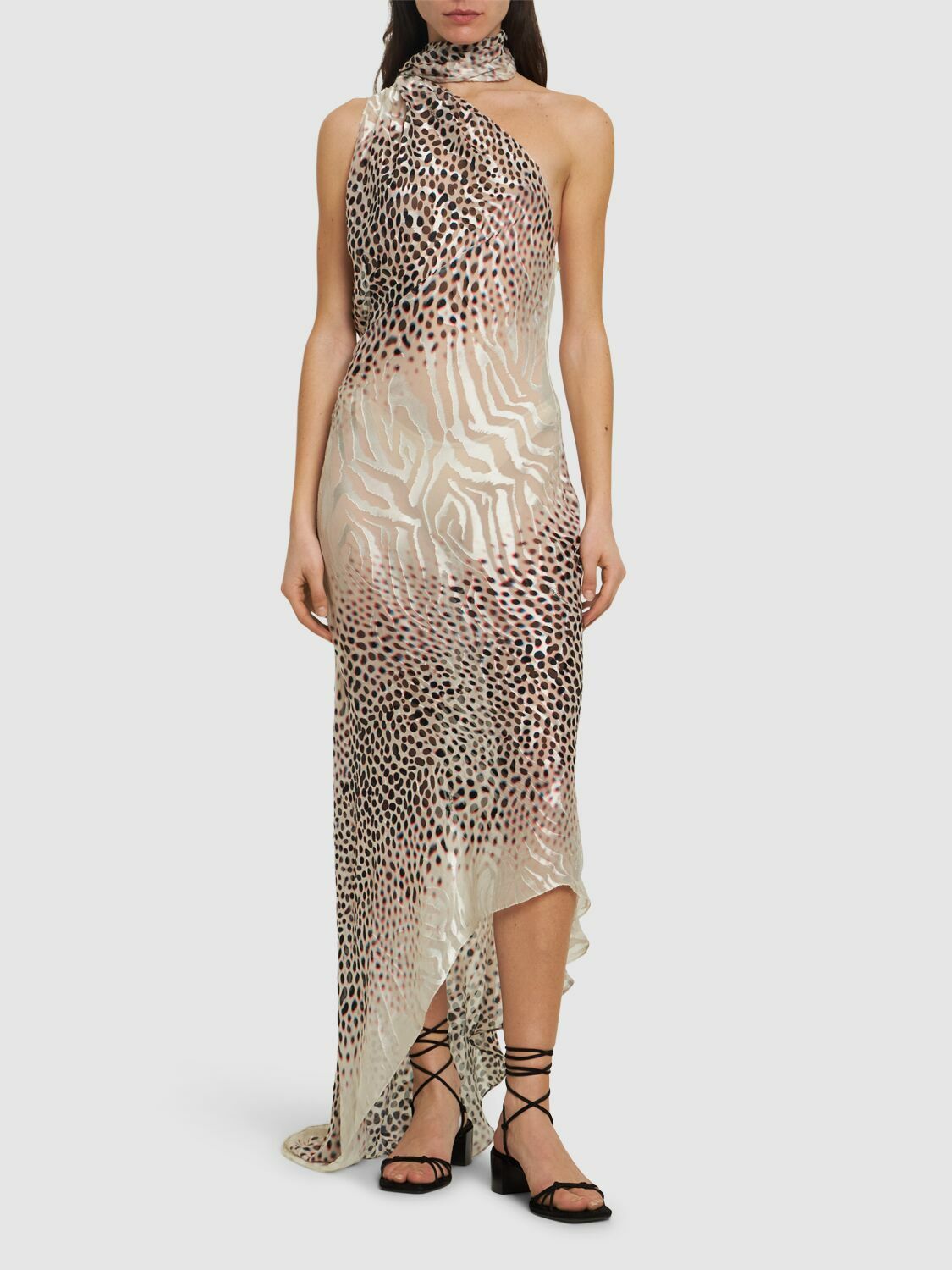 chinese dress ladies Roberto Cavalli Silk Cheetah Halter Dress – Treasures of NYC main image 1
