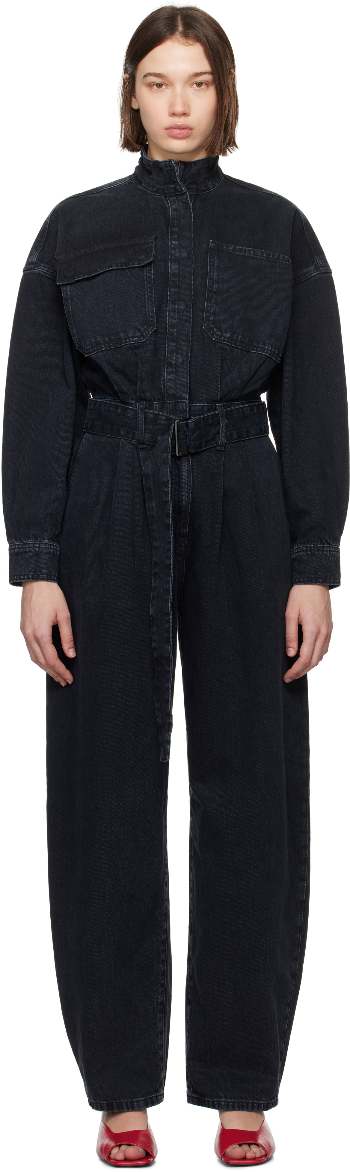 FRAME Black 'The Cocoon' Denim Jumpsuit