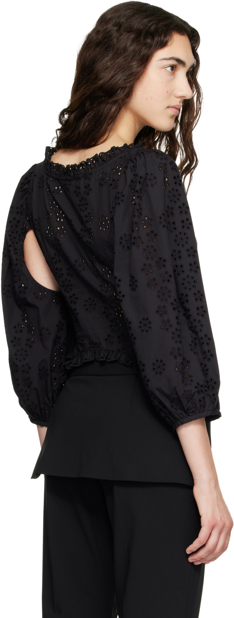 Sandy Liang Black Palisade Blouse