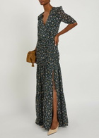 Veronica Beard Mick Floral-print Silk Maxi Dress Dark Green