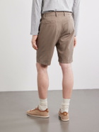 Canali - Straight-Leg Stretch Cotton-Blend Gabardine Shorts - Brown