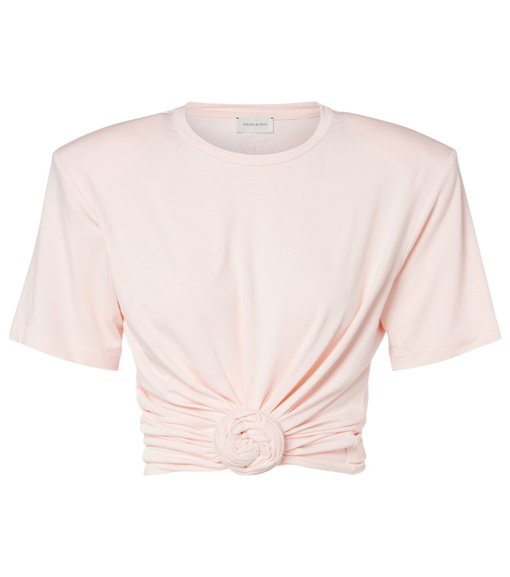 Photo: Magda Butrym Cropped floral-appliqué T-shirt