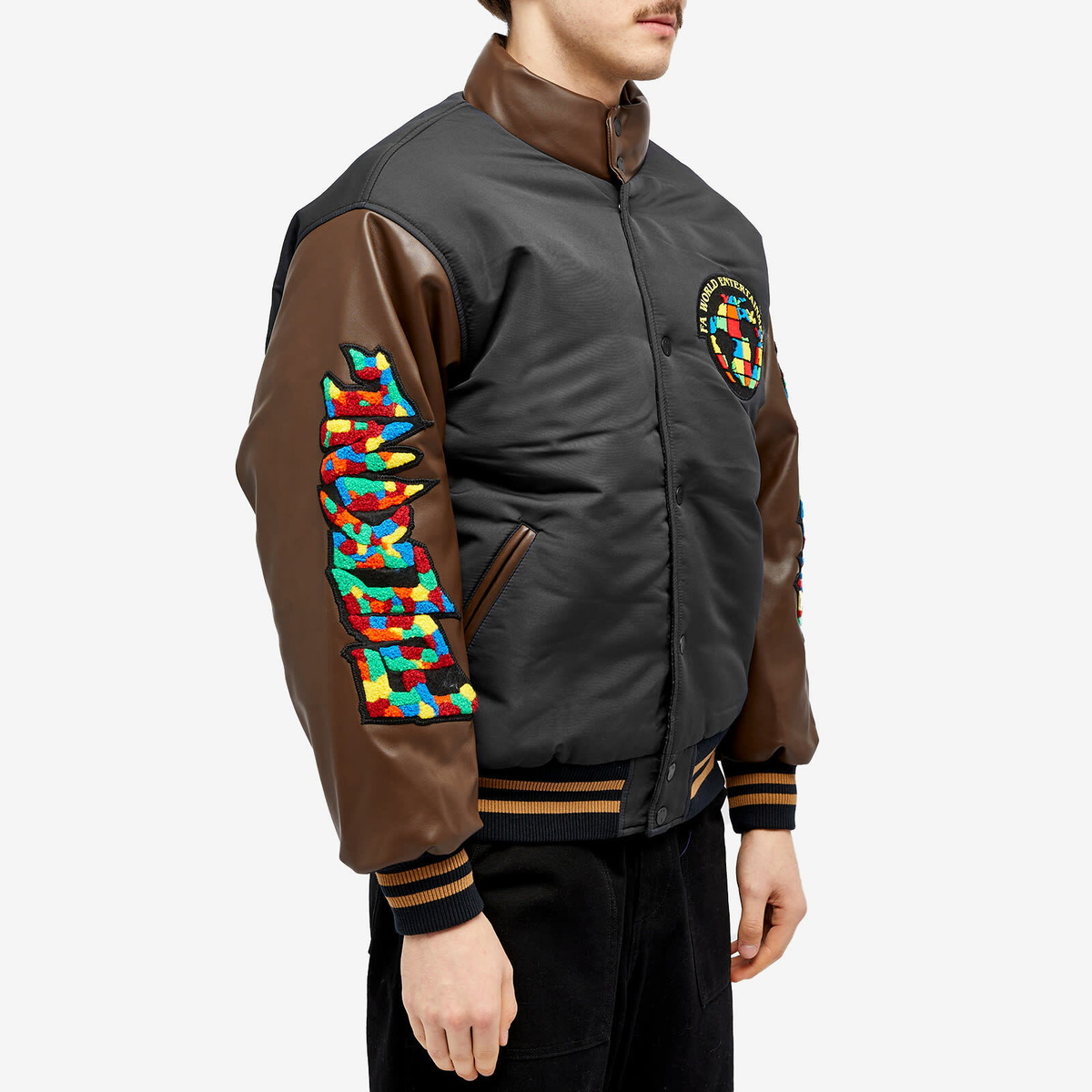 Fucking Awesome Men's Gum Stamp Varsity Puffer Jacket in Black