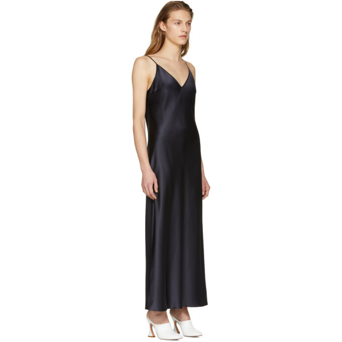 Joseph Navy Silk Satin Clea Dress Joseph