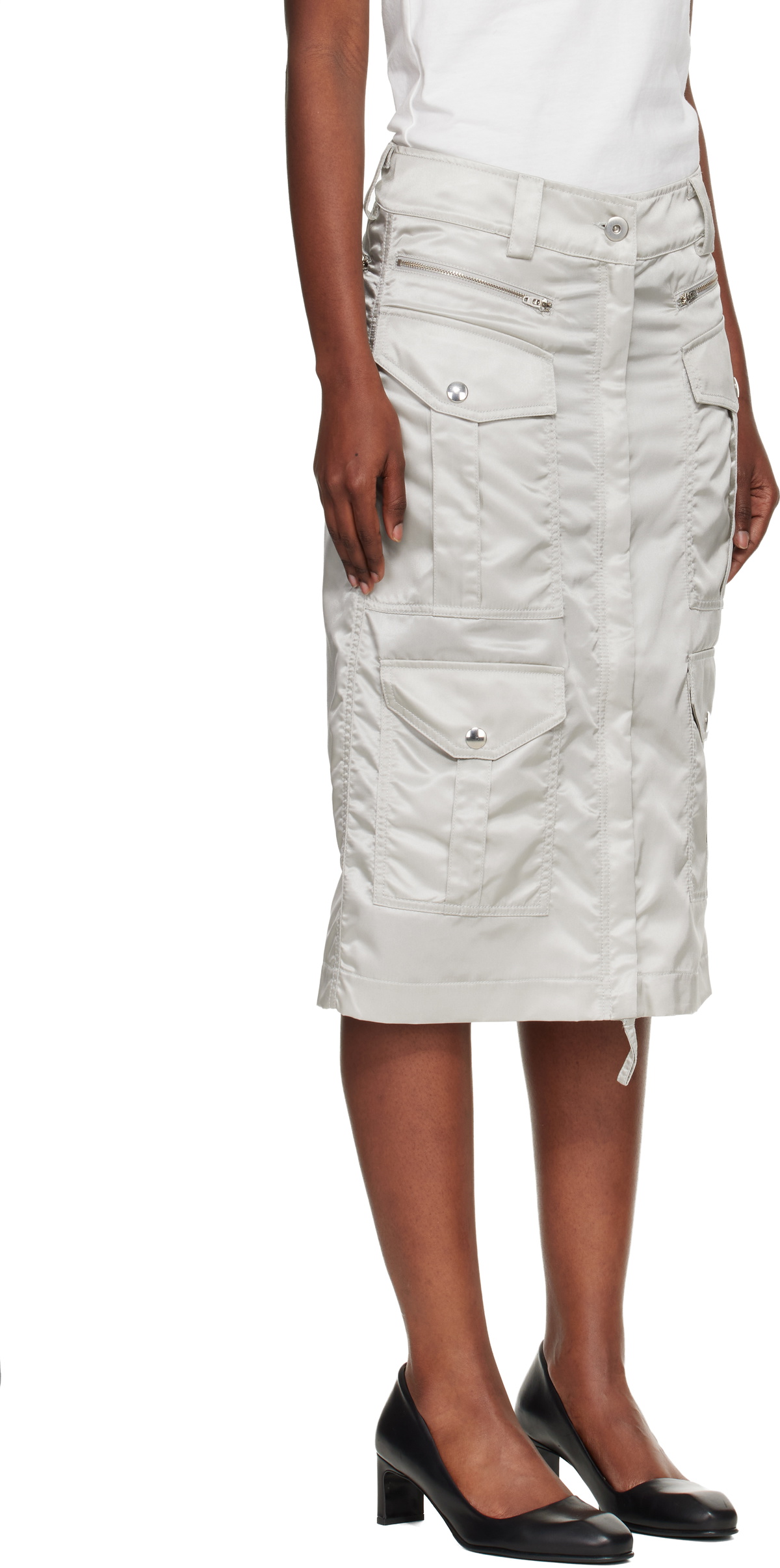 VAQUERA Gray Aviator Cargo Midi Skirt