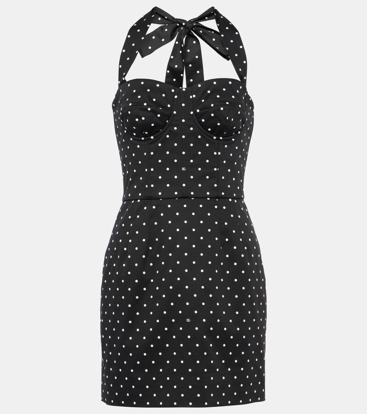 Dolce&Gabbana Polka-dot cotton-blend drill corset dress Dolce & Gabbana