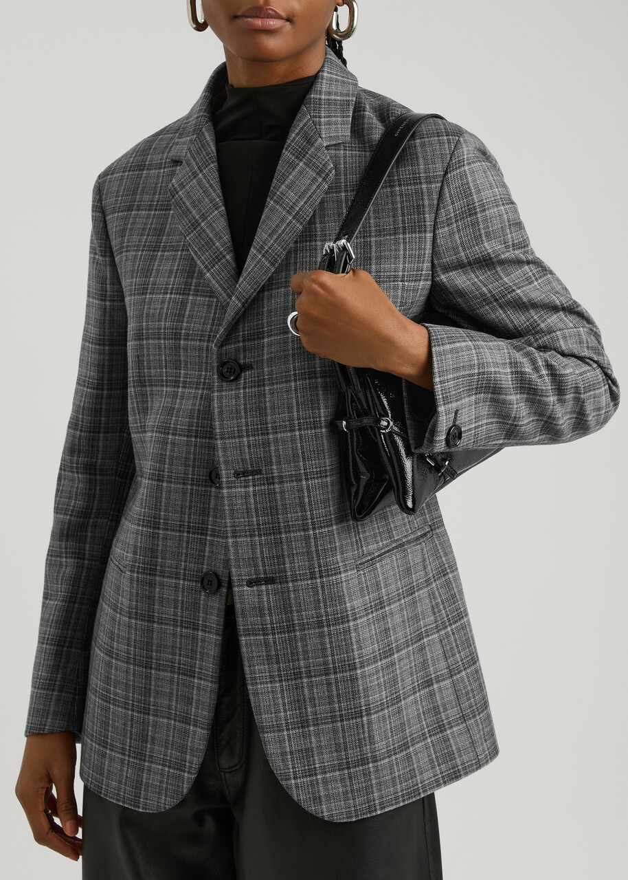 Meryll Rogge Checked Wool Blazer Grey