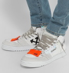 Off-White - Off-Court Distressed Suede, Leather and Canvas High-Top Sneakers - White