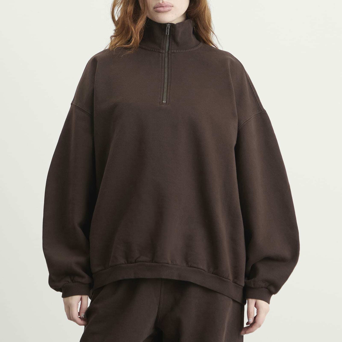 SKIMS Women's Boyfriend Fleece Slouchy Turtleneck Pullover in Espresso