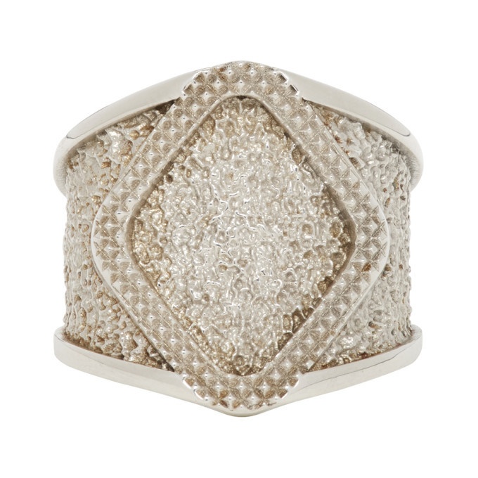 Photo: Bottega Veneta Silver Textured Ring