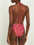 MAGDA BUTRYM Printed Triangle 3d Flower Bikini Top