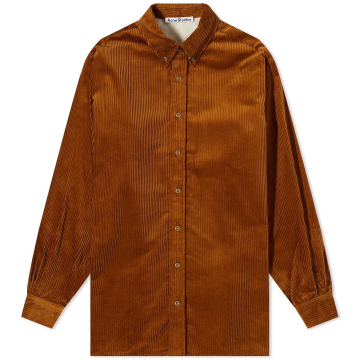 Photo: Acne Studios Men's Spartan Cord Button Down Shirt in Almond Brown