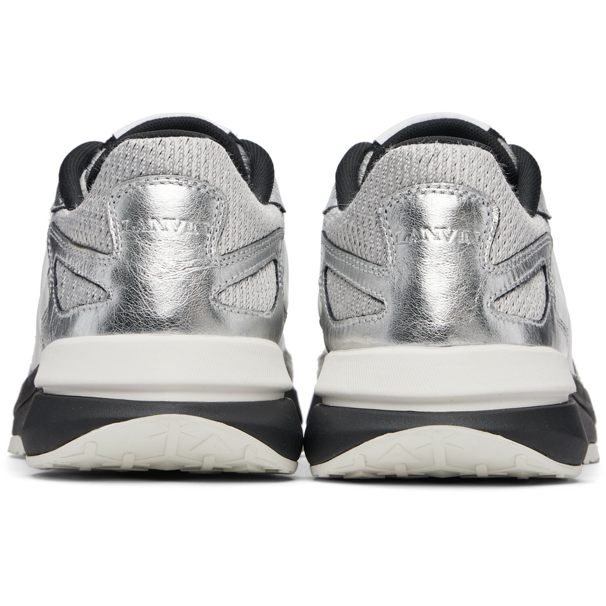 Lanvin Silver JLA Crushed Metal Sneakers