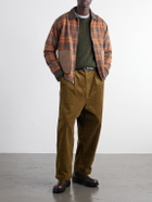 Junya Watanabe - Checked Suede-Trimmed Wool-Flannel Blouson Jacket - Brown