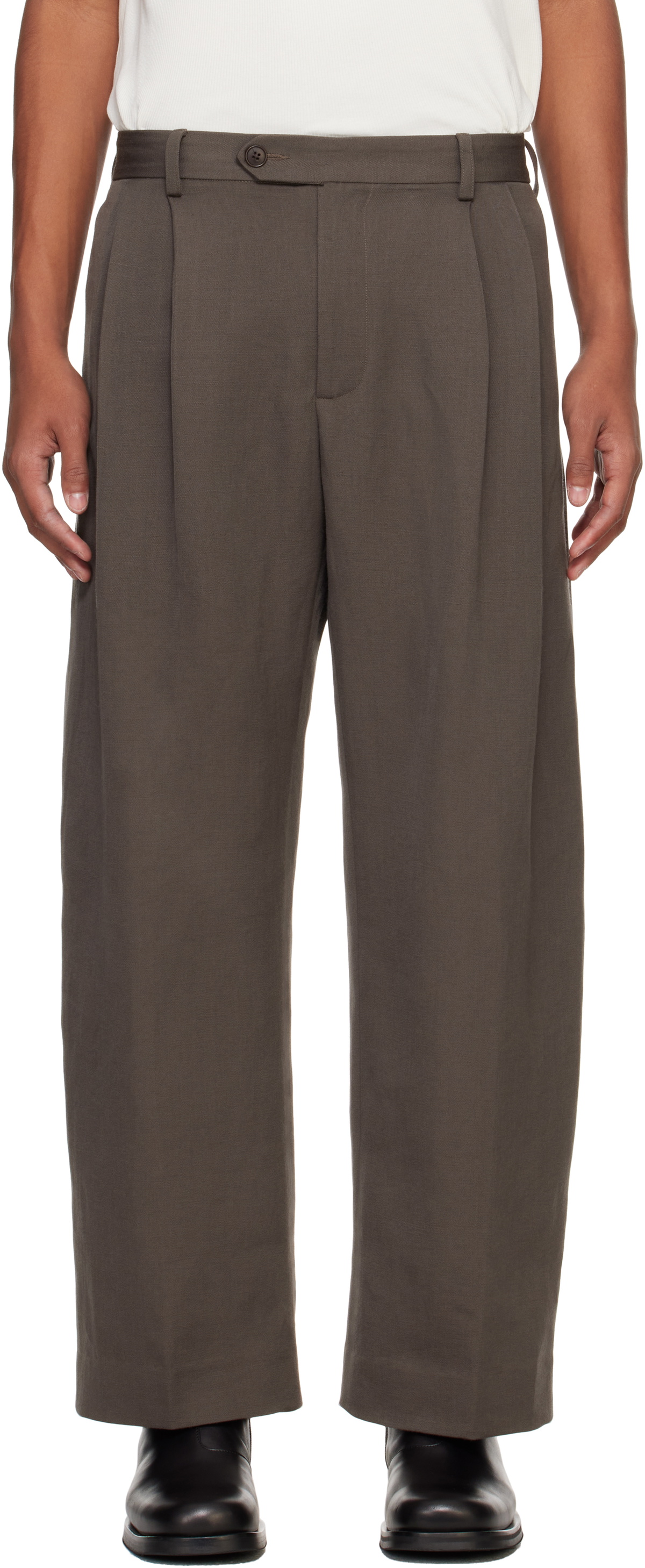 Small Talk Studio Brown Double Pleat Trousers