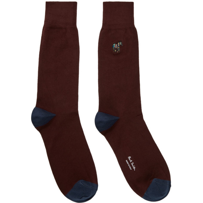 Photo: Paul Smith Burgundy Embroidered Zebra Socks