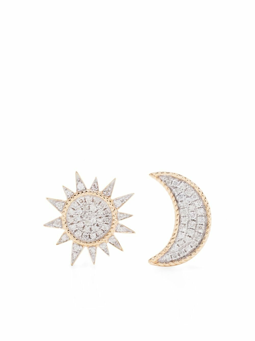 Yvonne Léon 18K Yellow Gold Soleil & Lune Diamond Stud Earrings