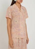 Chloe Floral-print Silk Shirt Pink