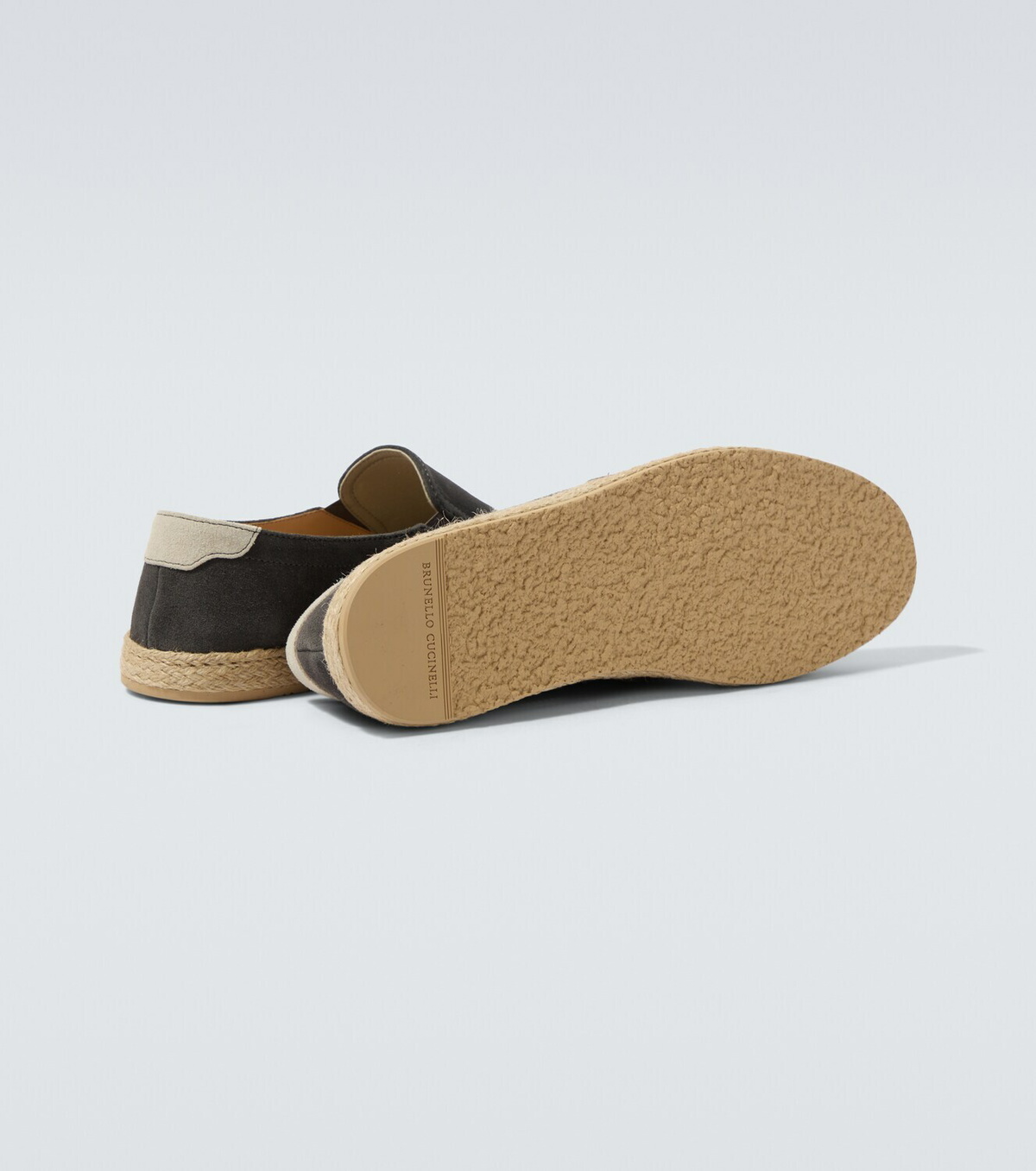 Brunello Cucinelli Jute-trimmed suede slip-on shoes