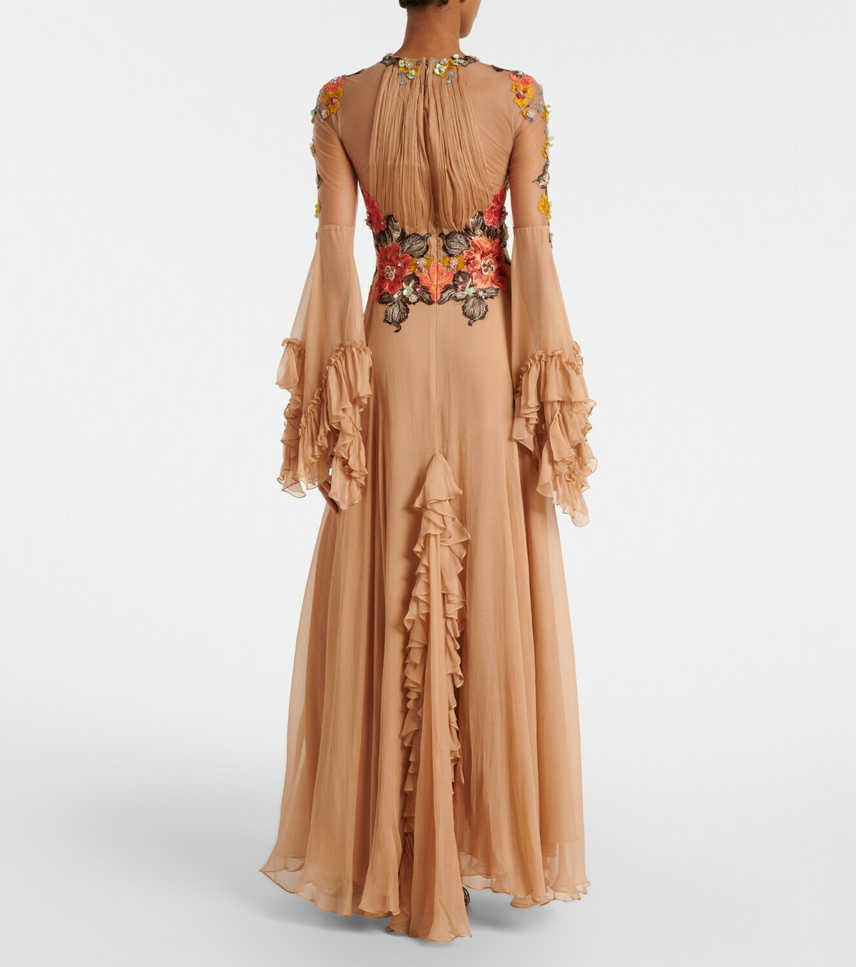 Costarellos Zilara embellished silk georgette gown