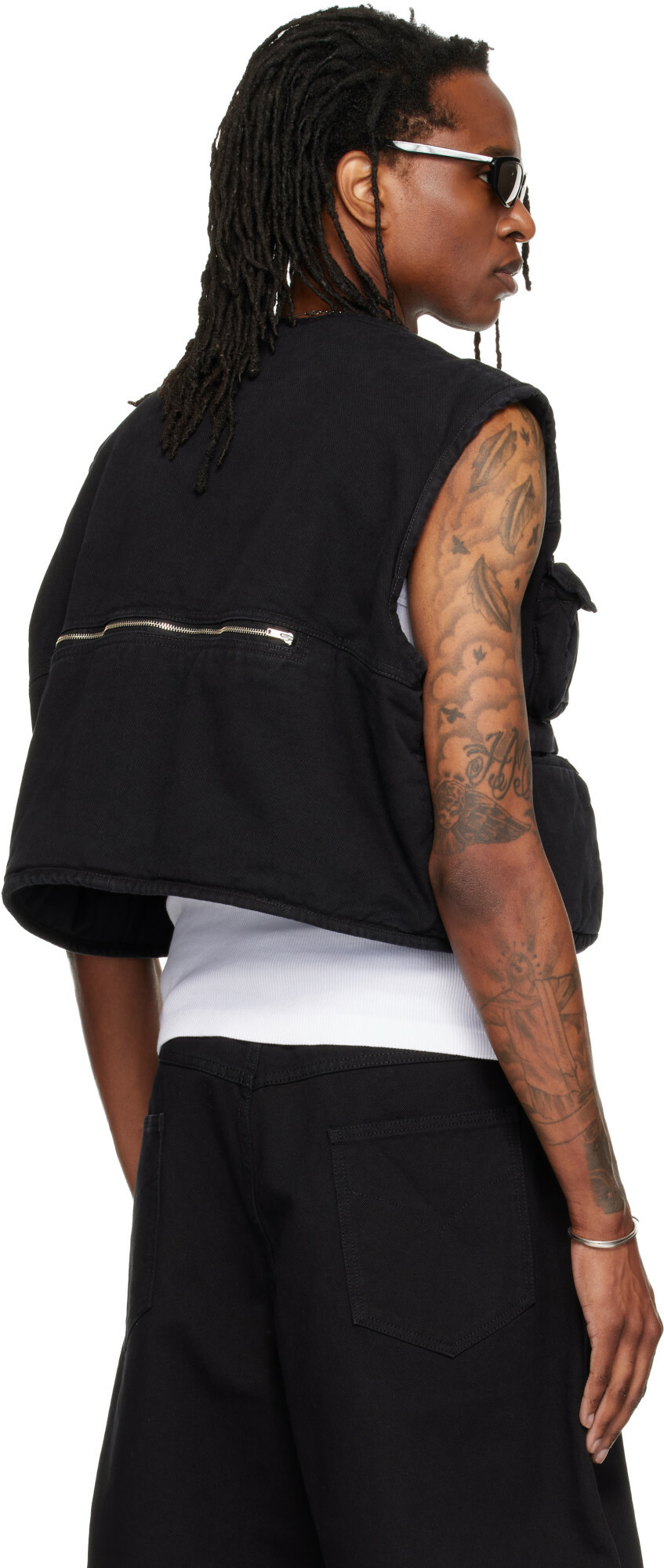 LU'U DAN Black Wadded Cargo Vest