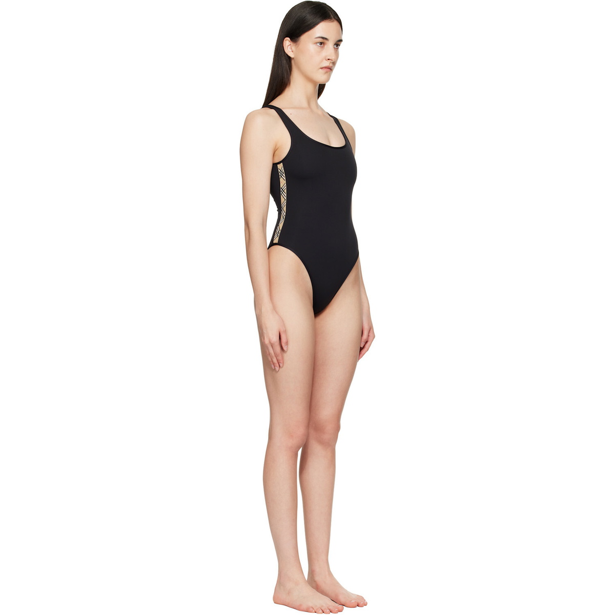 Burberry Black Check Trim Swimsuit
