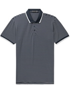 G/FORE - Striped Perforated Stretch-Jersey Golf Polo Shirt - Blue