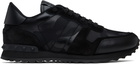 Valentino Garavani Black Rockrunner Camouflage Noir Sneakers