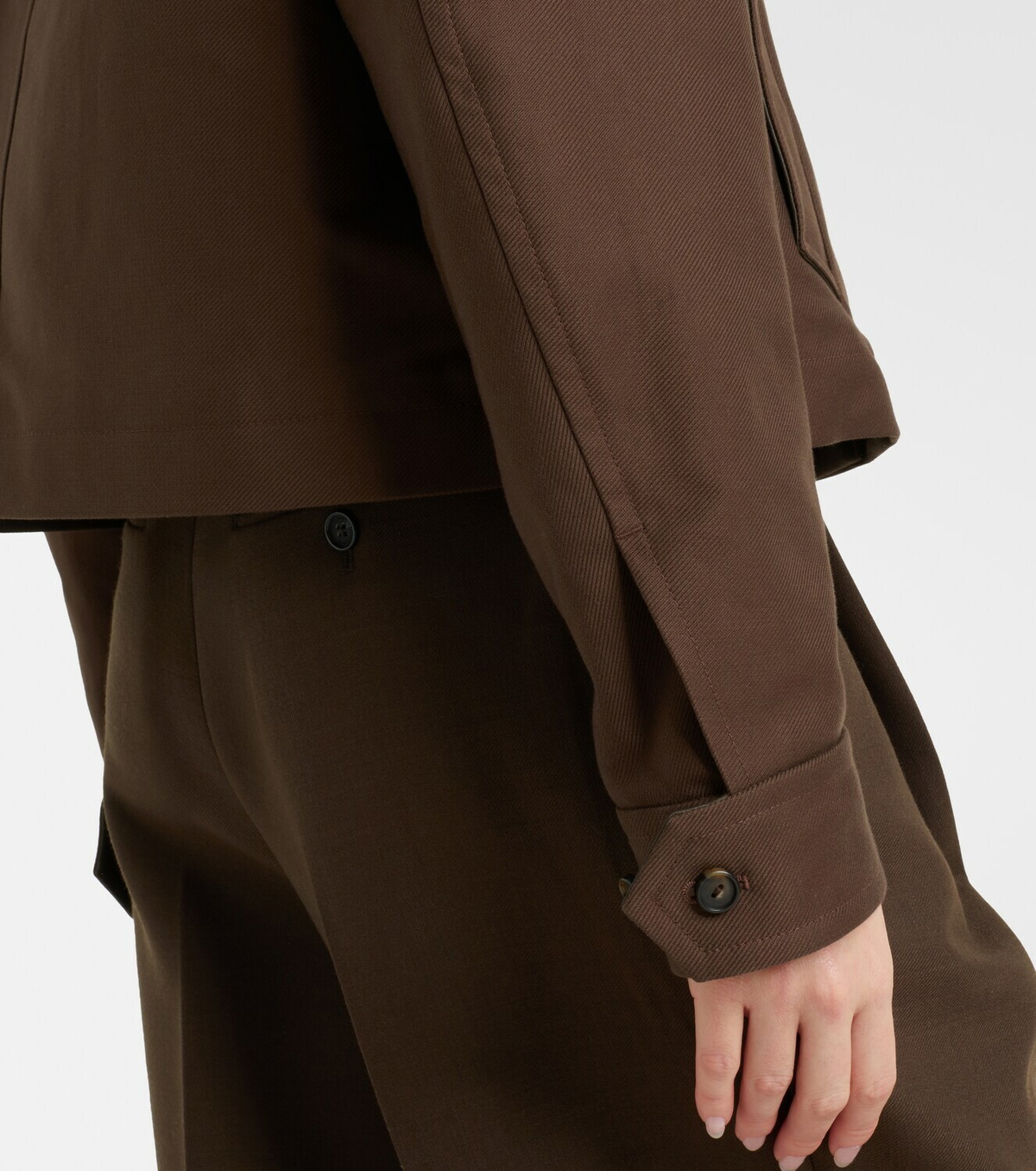 Vince Cropped leather-trimmed cotton twill jacket