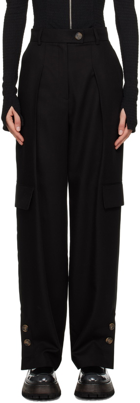 Photo: J KOO Black Pleated Trousers