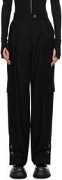 J KOO Black Pleated Trousers