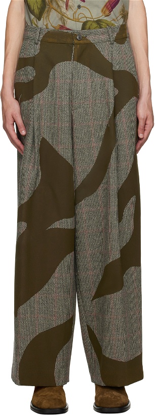 Photo: Dries Van Noten Black & Khaki Printed Trousers