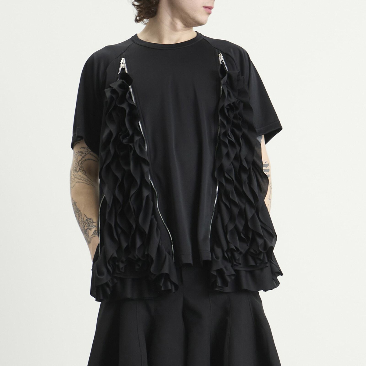 Comme des Garçons Homme Plus Men's Mesh Detail T-Shirt in Black