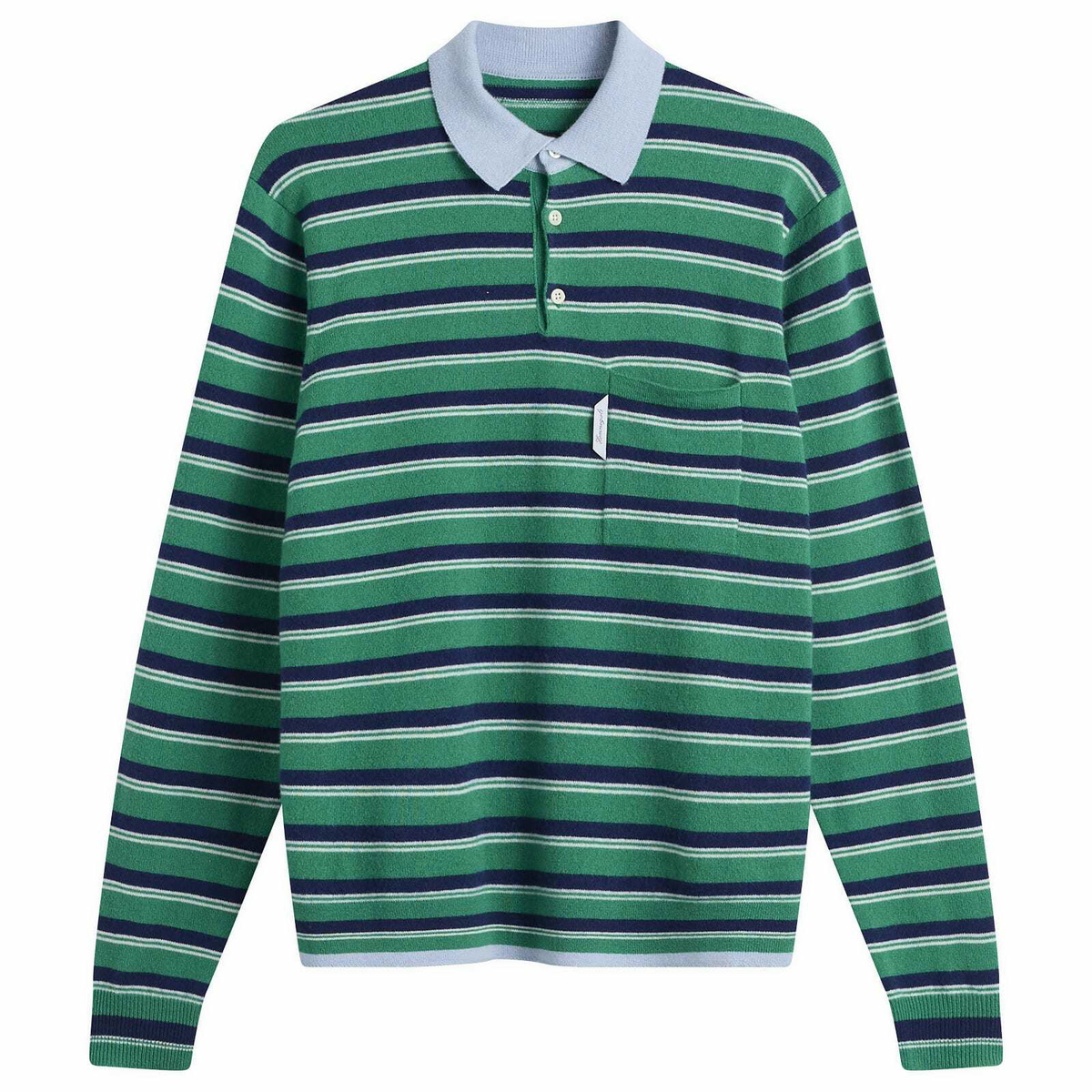Hommegirls Women's Knit Stripe Polo in Green Stripe