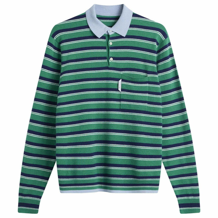 Photo: Hommegirls Women's Knit Stripe Polo in Green Stripe