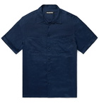 Monitaly - Camp-Collar Linen Shirt - Navy