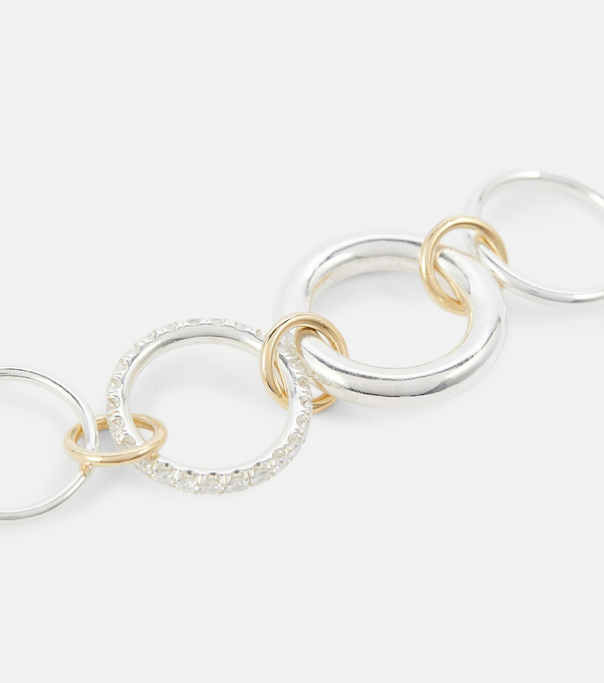Spinelli Kilcollin - Luna 18kt gold and sterling silver linked rings with white diamonds
