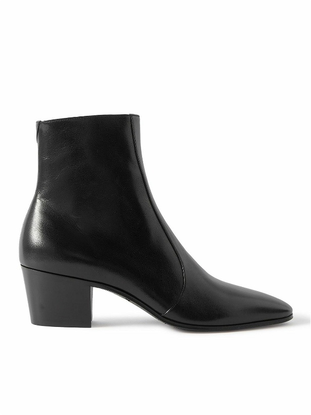Photo: SAINT LAURENT - Leather Ankle Boots - Black