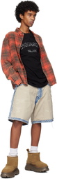 Dsquared2 Beige & Blue Super Ripped Mixed Boxer Denim Shorts