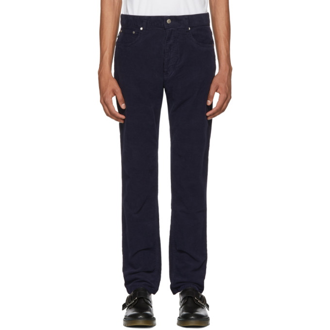 Photo: AMI Alexandre Mattiussi Navy Ami Fit Corduroy Trousers