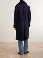 Private White V.C. - The Admiral's Great Shearling-Trimmed Merino Wool and Cashmere-Blend Coat - Blue