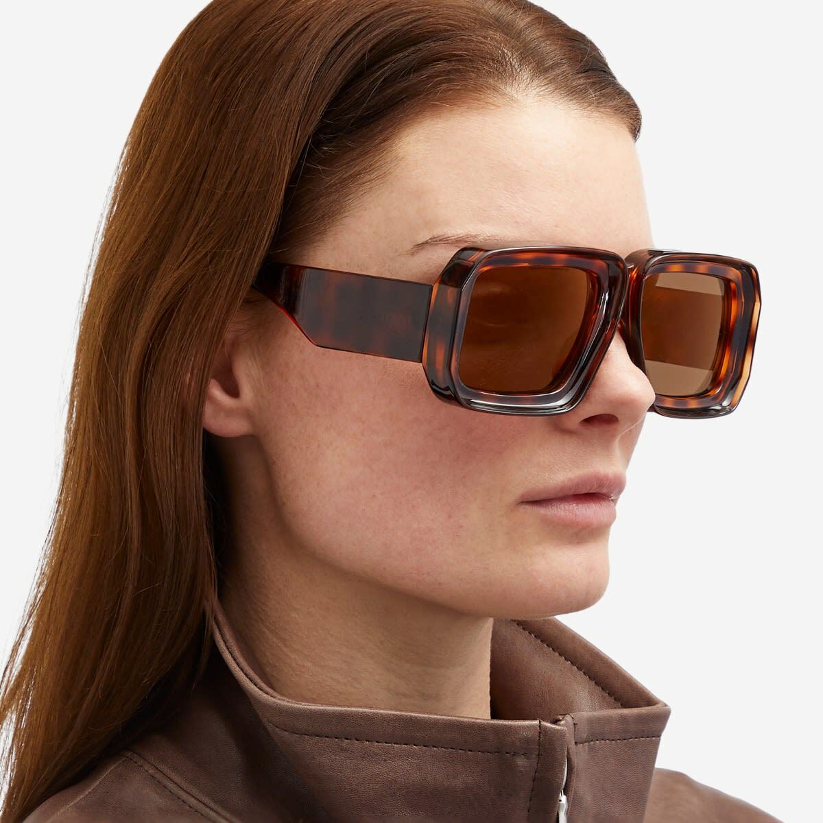 Loewe Eyewear Loewe Paula's Ibiza Dive Mask Sunglasses in Dark Havana/Brown Mirror 
