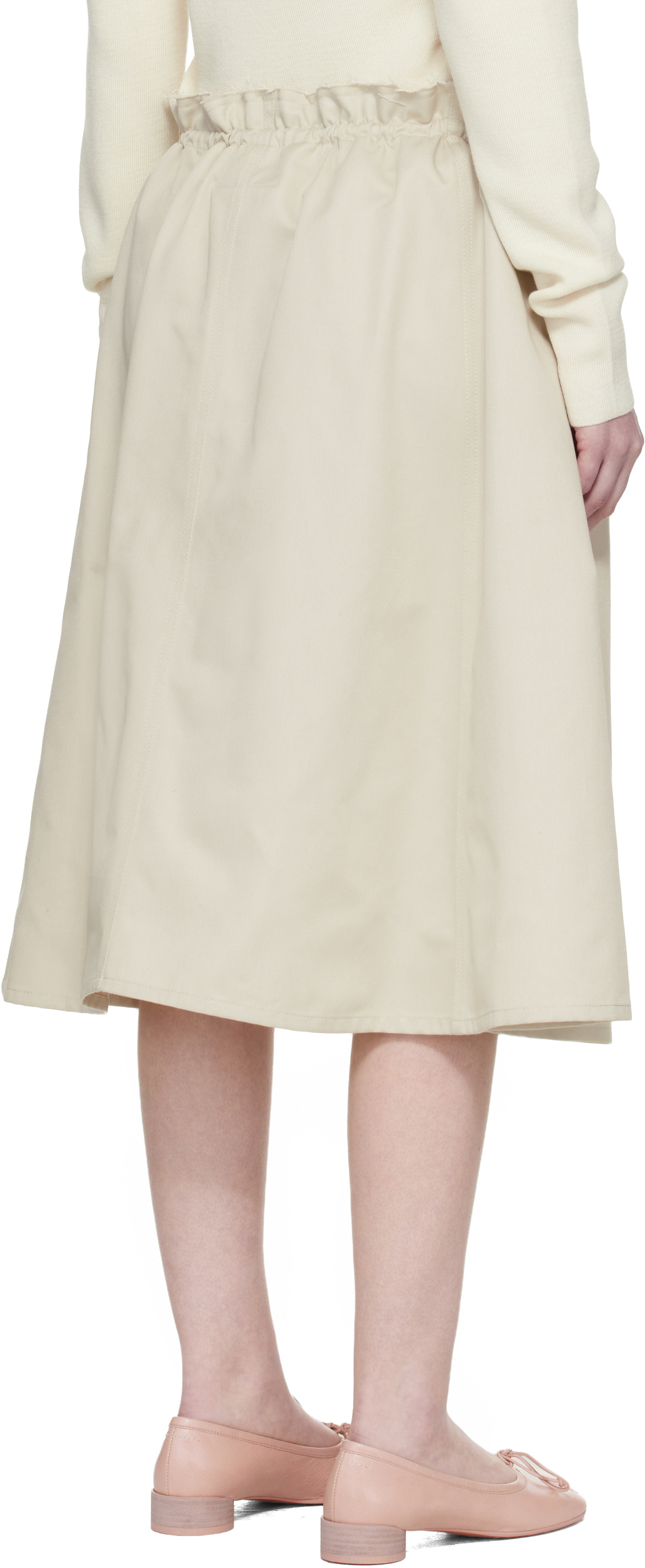 MM6 Maison Margiela Off-White Long Skirt