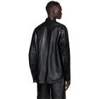 We11done Black Faux-Leather Embossed Logo Shirt
