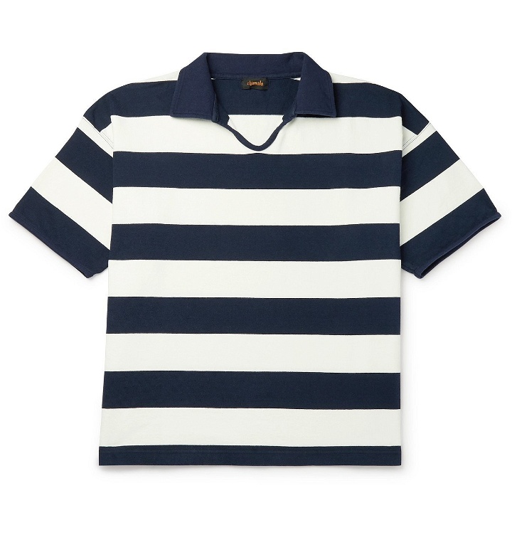 Photo: Chimala - Striped Cotton-Jersey Polo Shirt - Blue