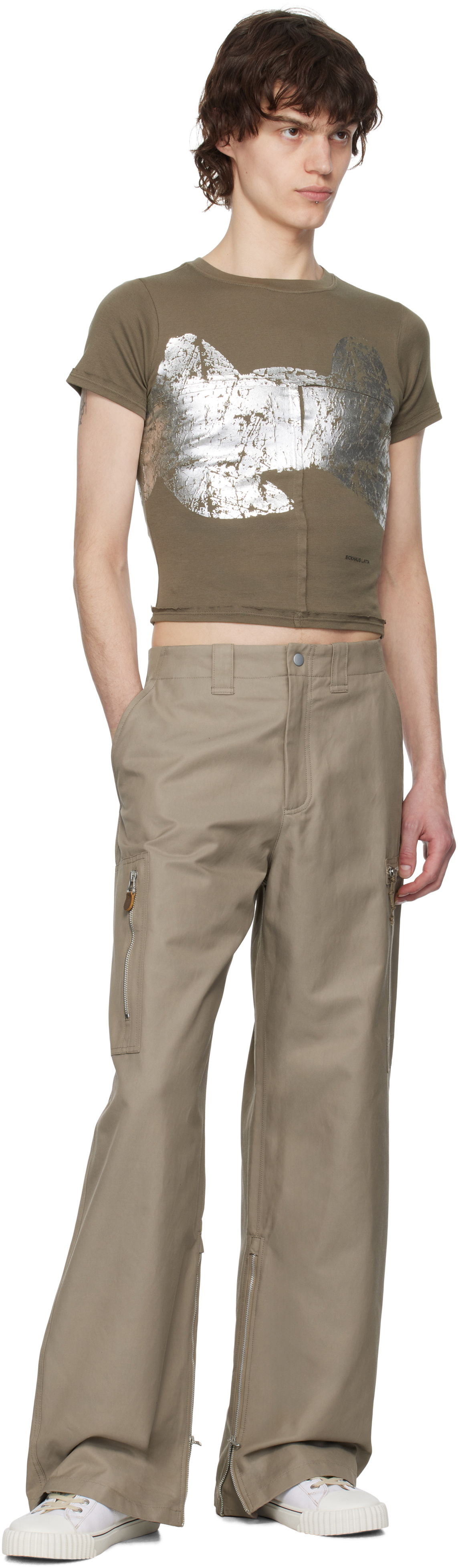 Eckhaus Latta Taupe Lapped Baby T-shirt